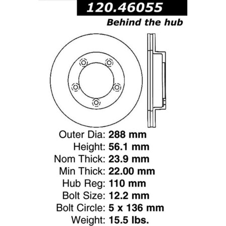 Centric Parts Premium Brake Rotor, 120.46055 120.46055
